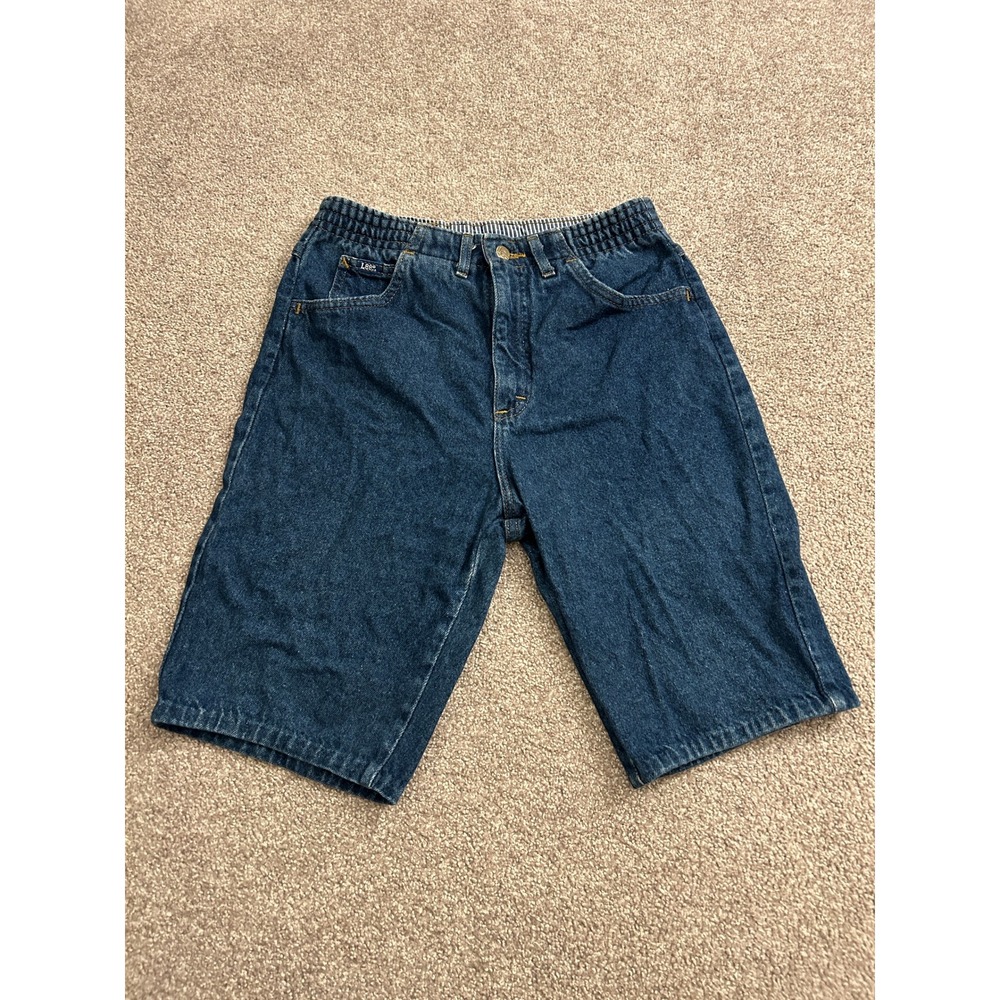 VTG Lee Denim Shorts Womens 27 Blue Excellent Vintage High Waisted Elastic Side